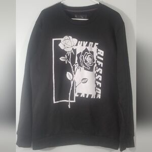 Triumph Tragedy Black & White Rose Graphic Print Sweatshirt. Extra Hype. Size XL